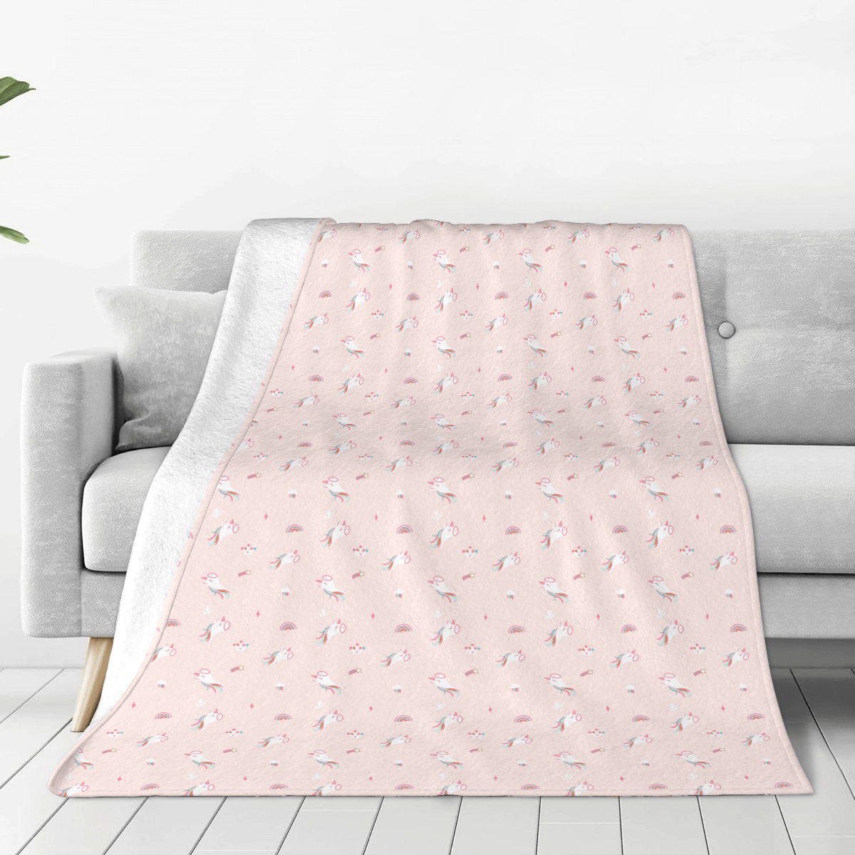 Ultra-Soft Micro Fleece Blanket cute unicon pattern-pink