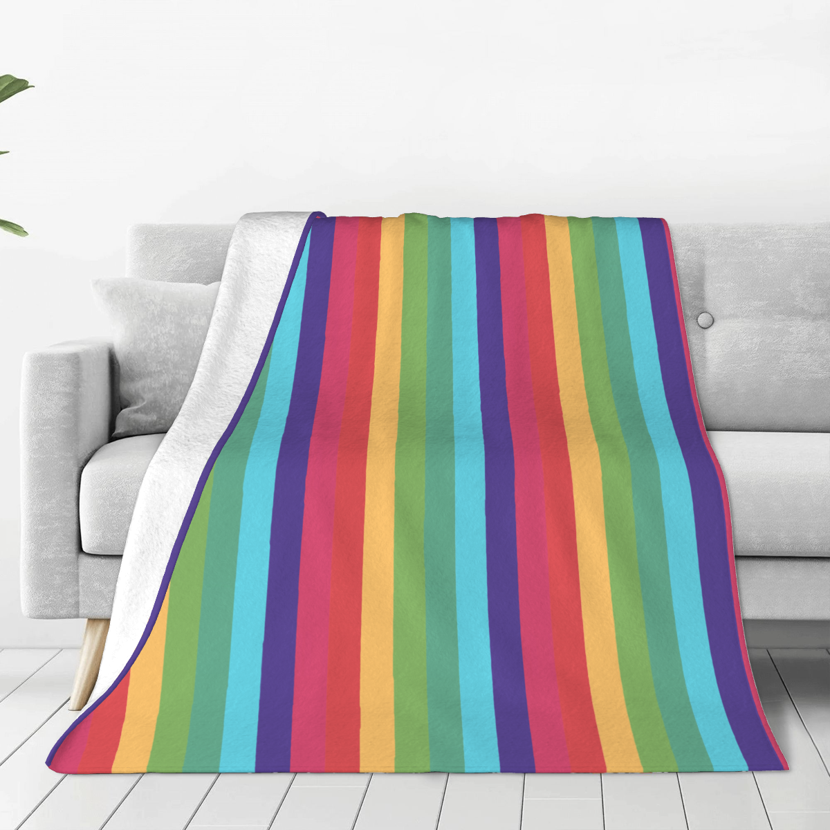 Ultra-Soft Micro Fleece Blanket rainbow background