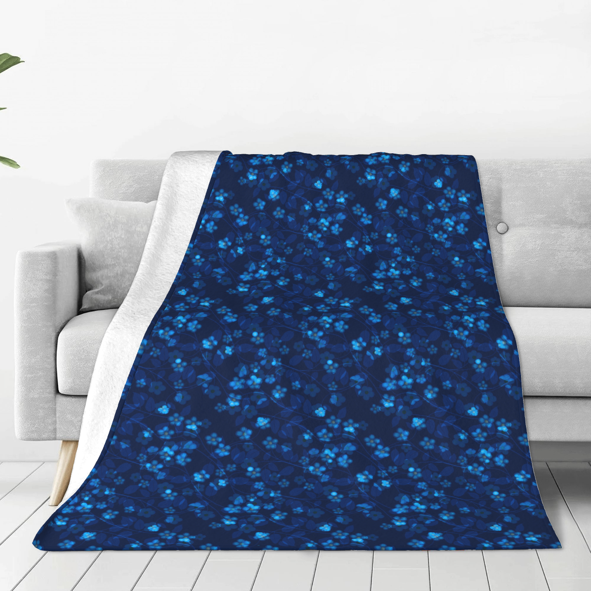 Ultra-Soft Micro Fleece Blanket Deep forest floret