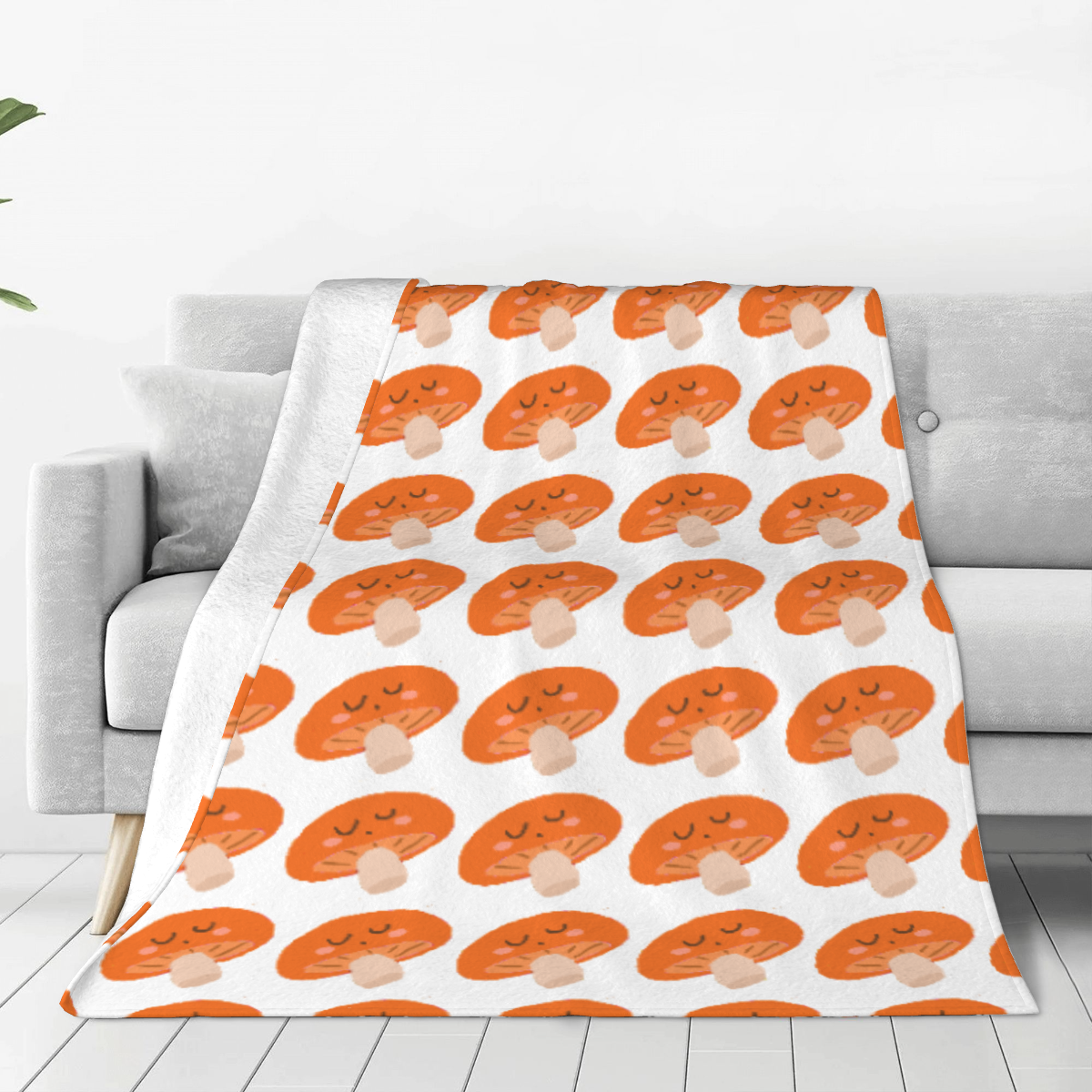 Ultra-Soft Micro Fleece Blanket Orange mushrooms