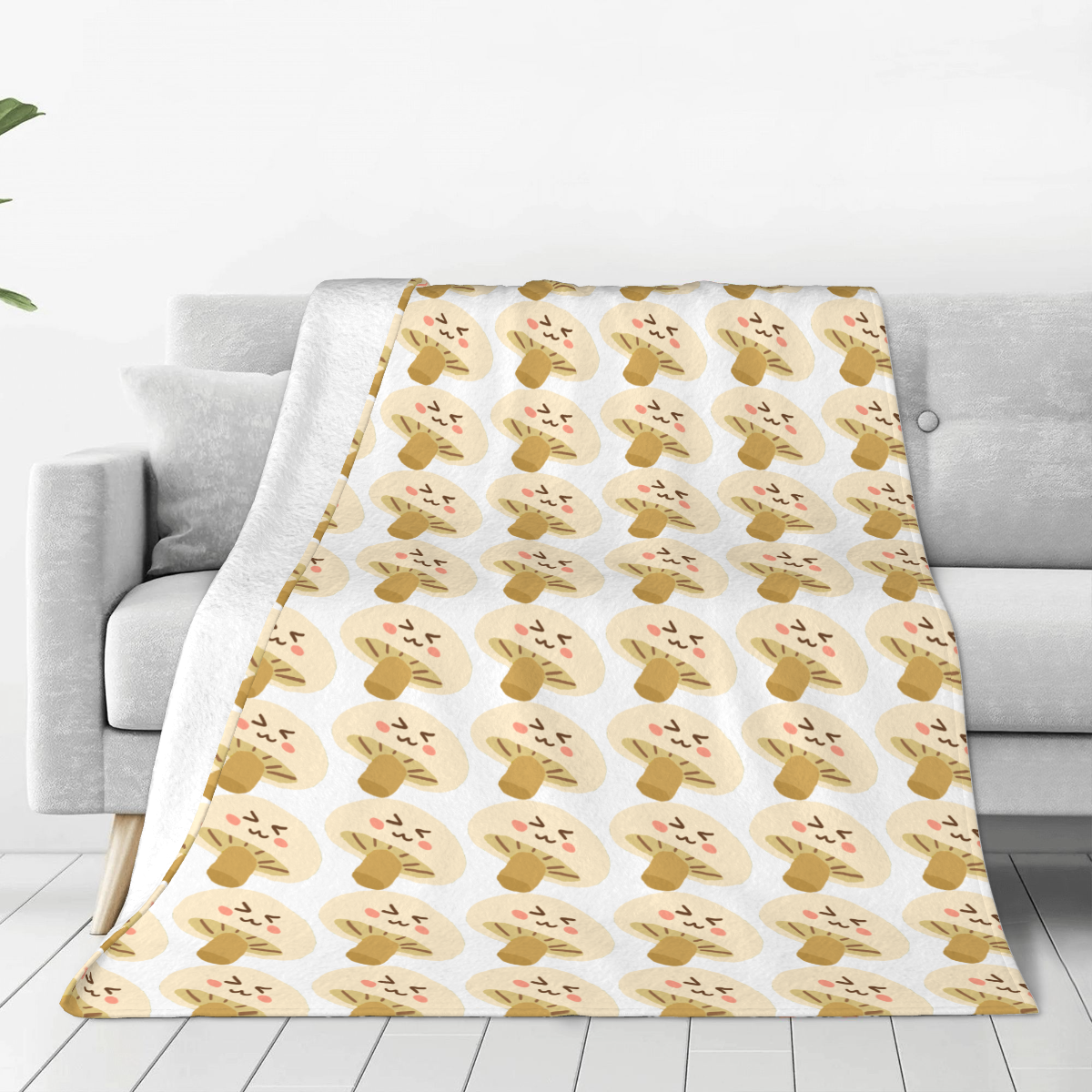 Ultra-Soft Micro Fleece Blanket white mushroom