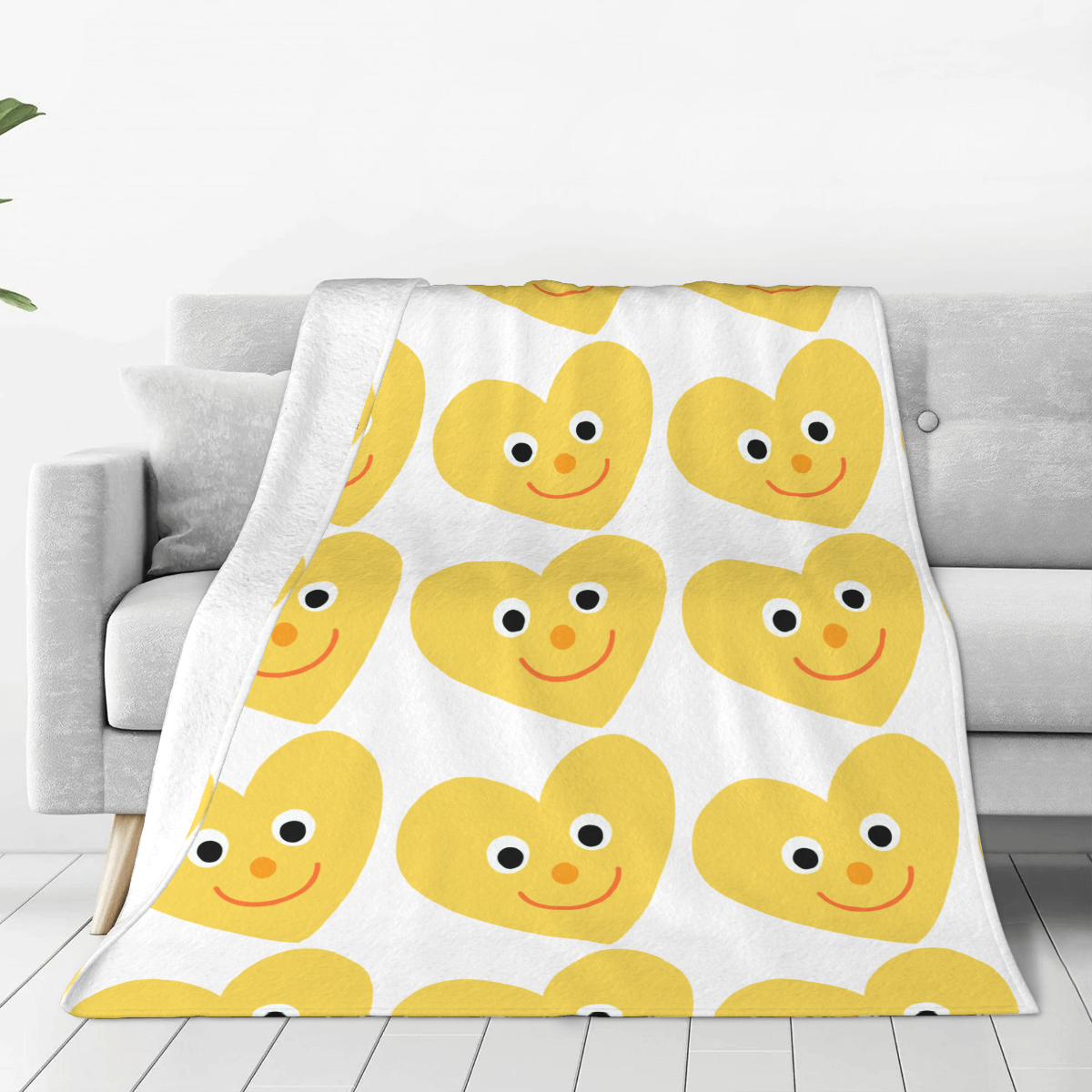 Ultra-Soft Micro Fleece Blanket Yellow smiling face with love