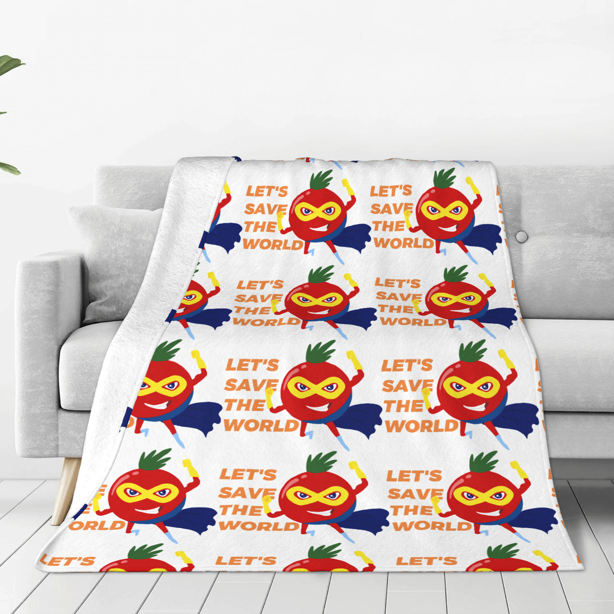 Ultra-Soft Micro Fleece Blanket Tomato Superman text