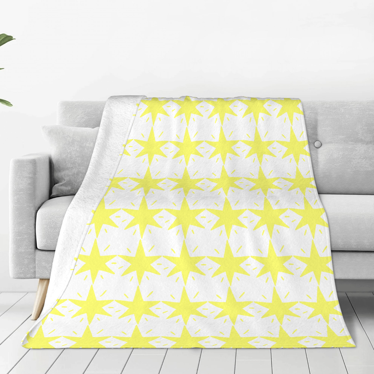 Ultra-Soft Micro Fleece Blanket Yellow six-pointed star