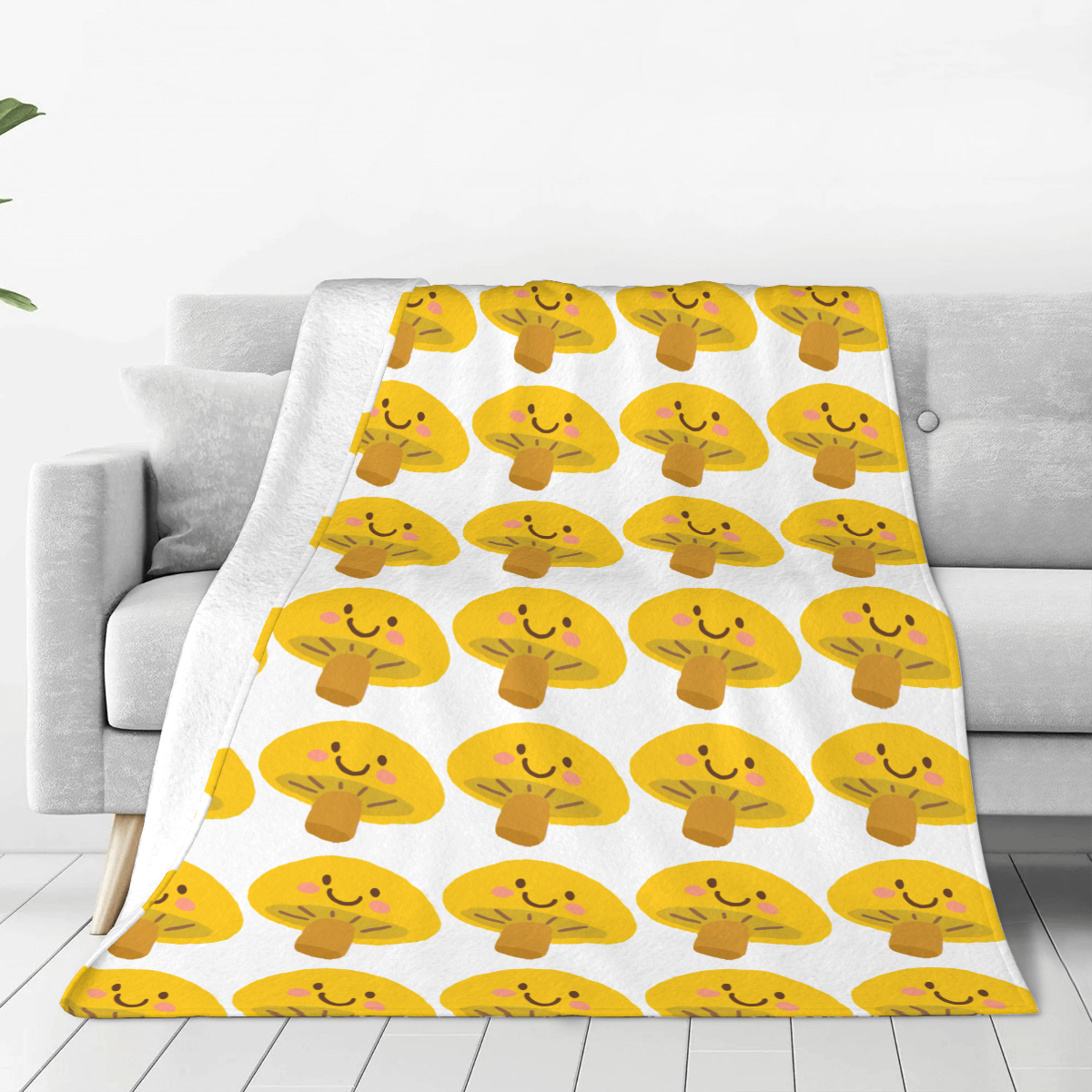 Ultra-Soft Micro Fleece Blanket Yellow mushroom