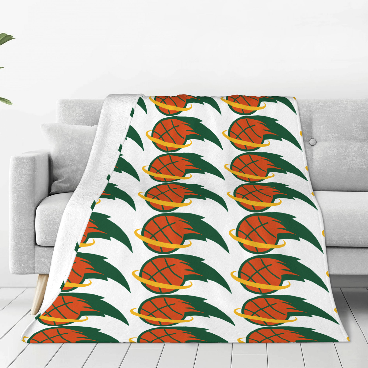 Ultra-Soft Micro Fleece Blanket Basketball logo