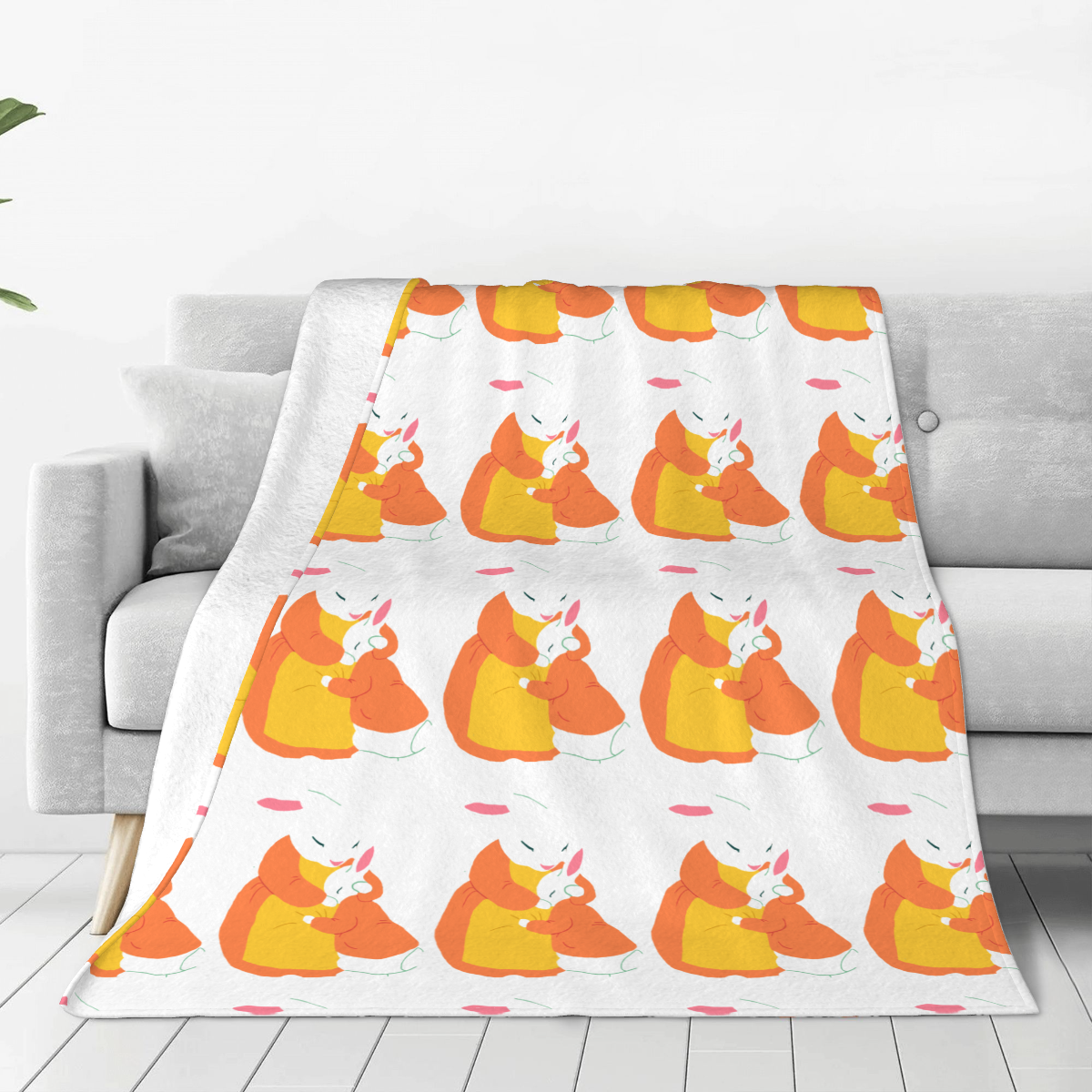 Ultra-Soft Micro Fleece Blanket Rabbit Mother And Child