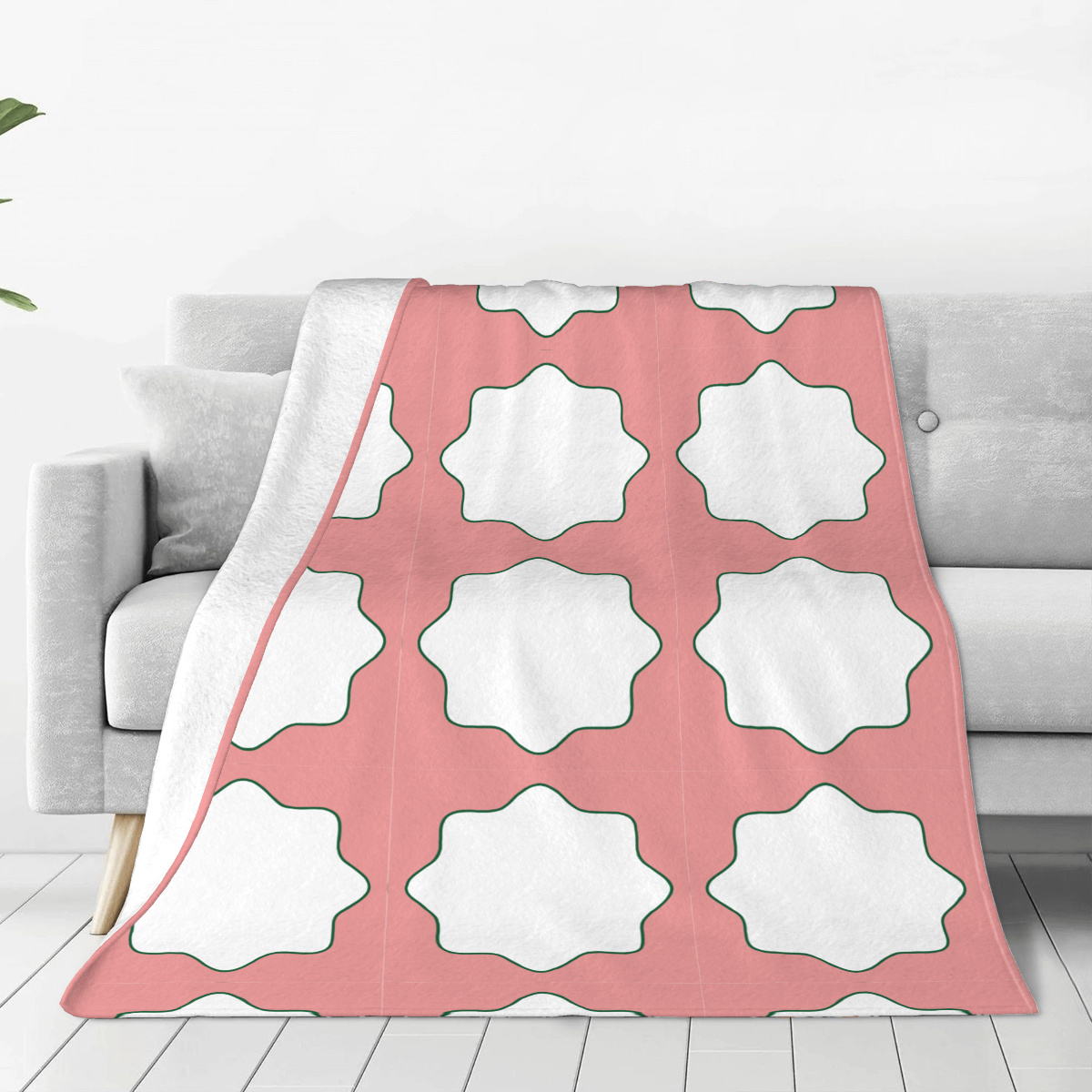 Ultra-Soft Micro Fleece Blanket pink green geometry-box