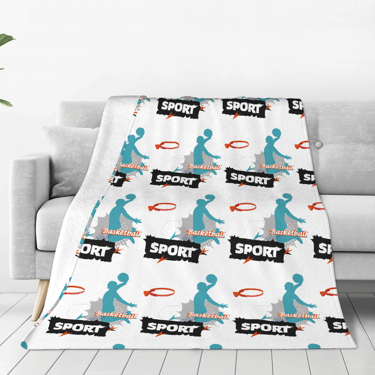 Ultra-Soft Micro Fleece Blanket Dynamic silhouette of a Slam Dunk