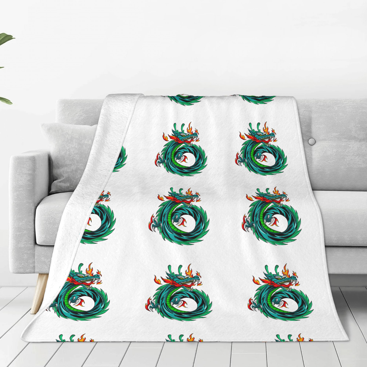 Ultra-Soft Micro Fleece Blanket green dragon