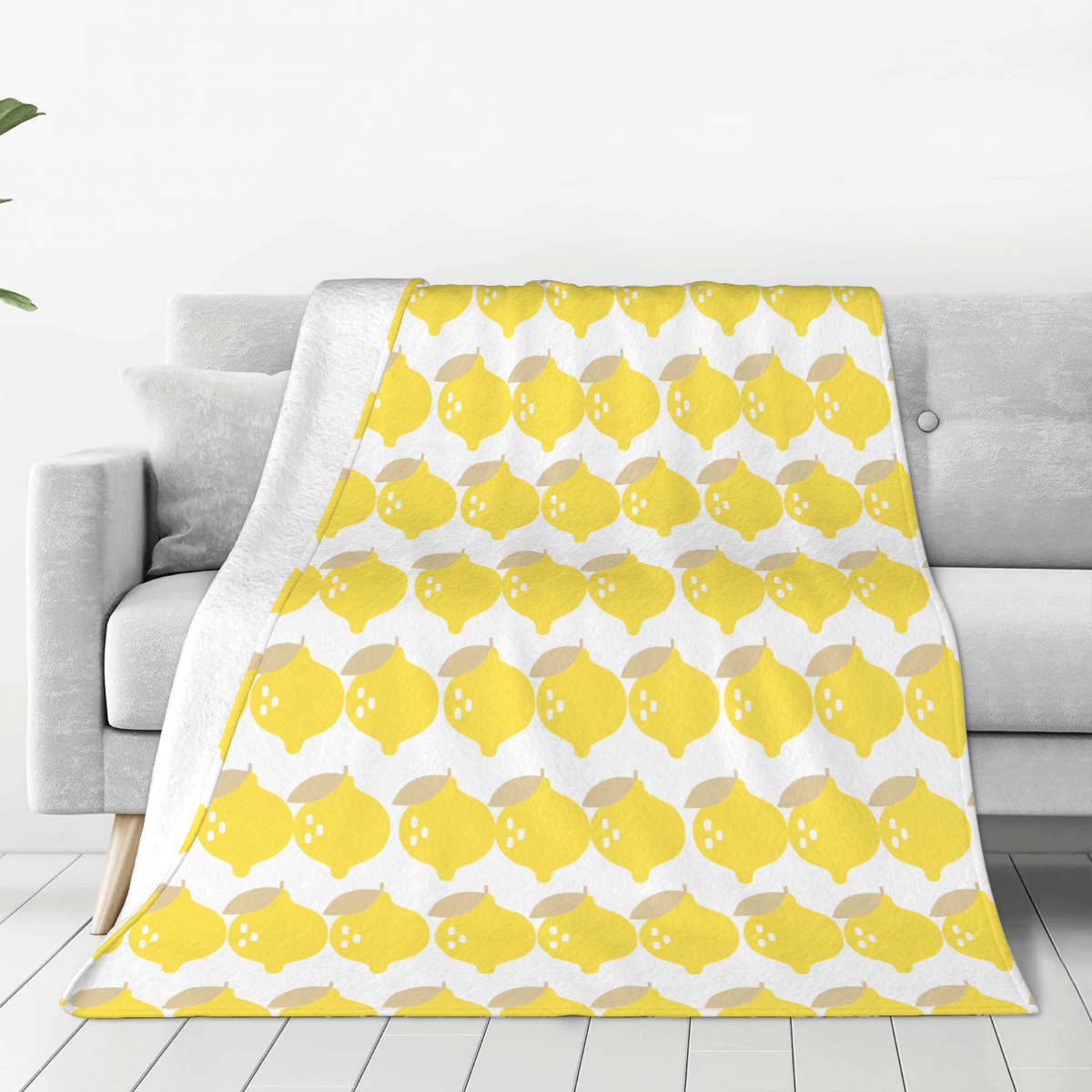 Ultra-Soft Micro Fleece Blanket Contracted and lemon