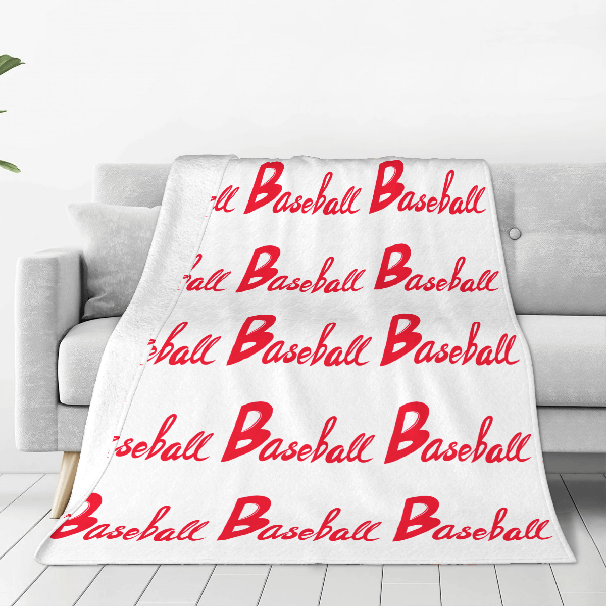 Ultra-Soft Micro Fleece Blanket Baseball Text