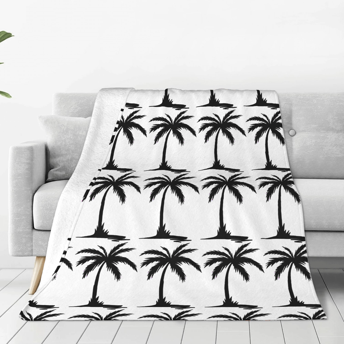 Ultra-Soft Micro Fleece Blanket Coconut palms are silhouetted