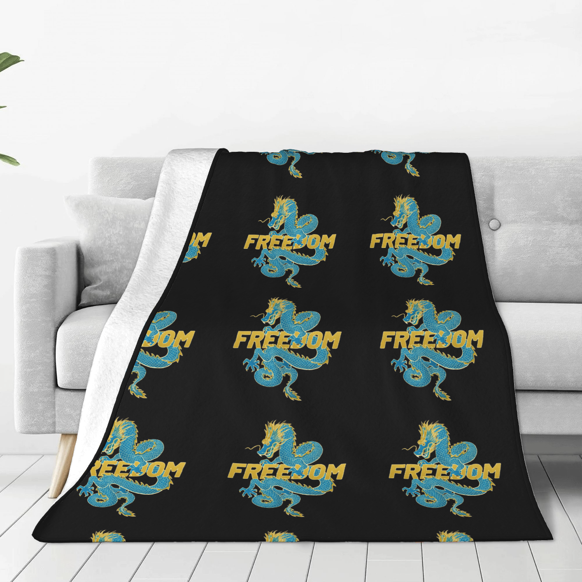 Ultra-Soft Micro Fleece Blanket Blue Dragon Freedom